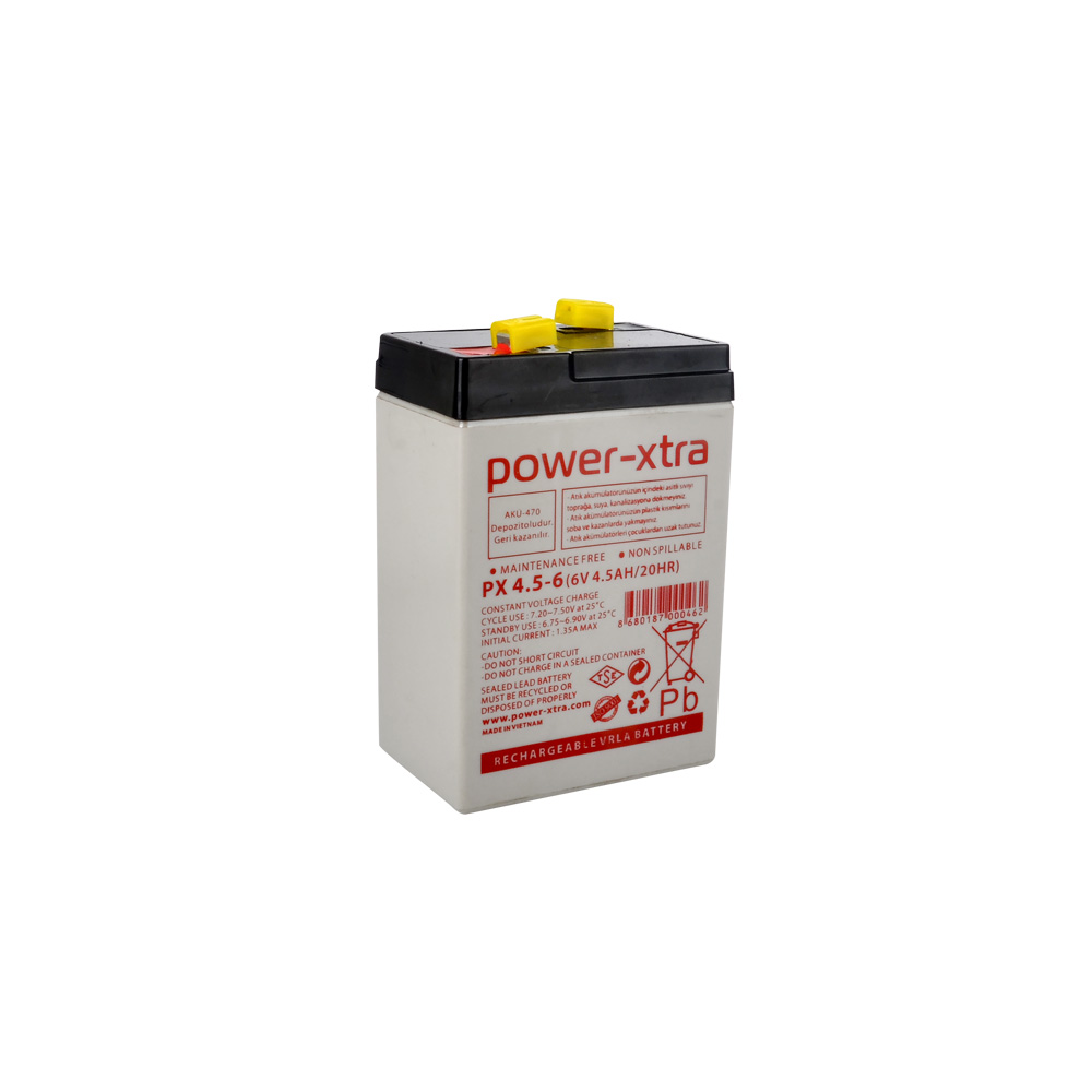 Power-Xtra PX4.5-6 - 6V 4.5 Ah Bakımsız Kuru Akü - F1 