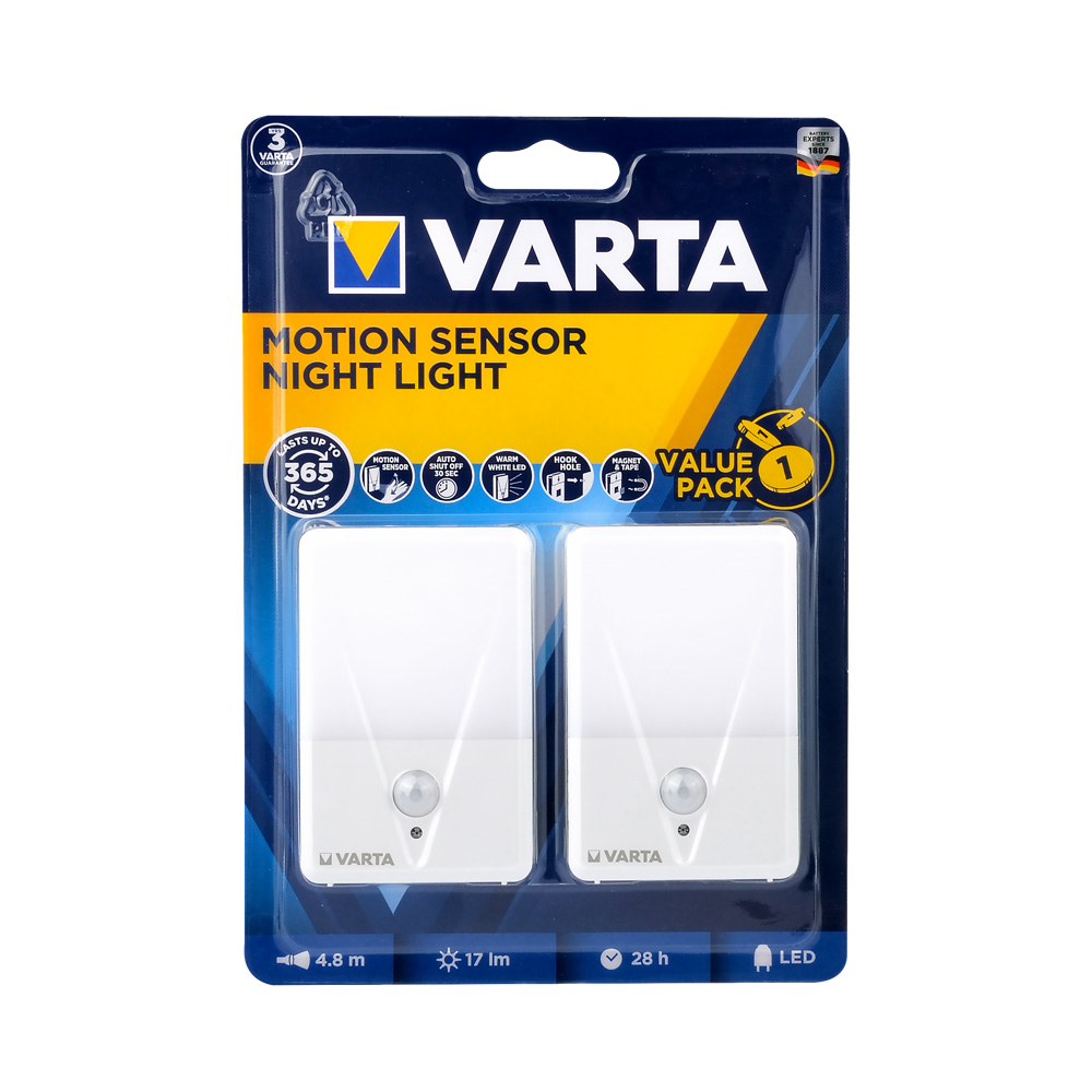 Varta 16624101402 Sensörlü Gece Lambası 3AAA Pilsiz 2li