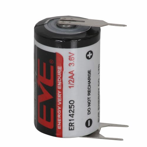 EVE ER14250/3PT - 1/2AA Size - 3.6V Li-SOCI2 Lithium Pil - 3 pinli