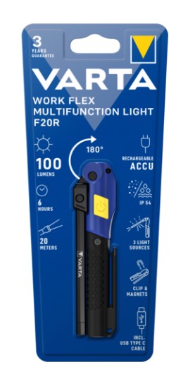 Varta 18649 Work Flex Multifunction Light F20R Şarjlı Çalışma Feneri