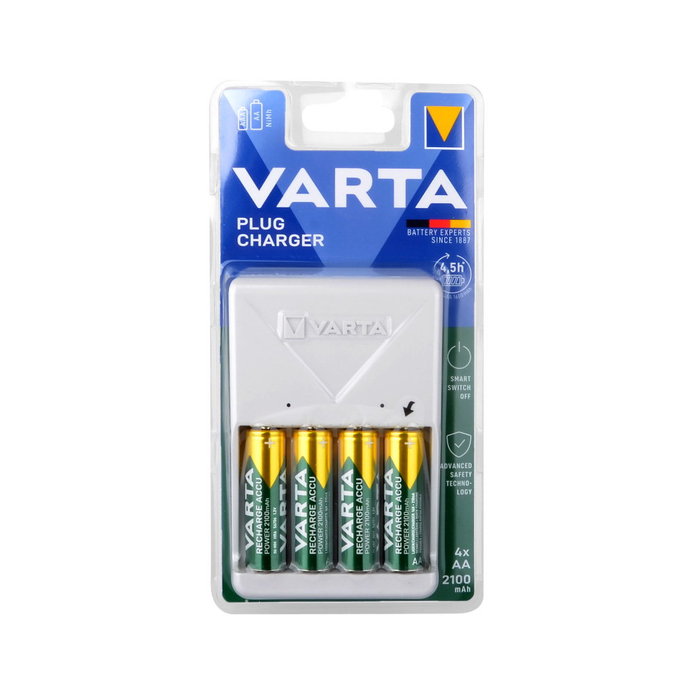 Varta 57657 Plug Charger Pil Şarj Cihazı 4xAA 2100 mAh