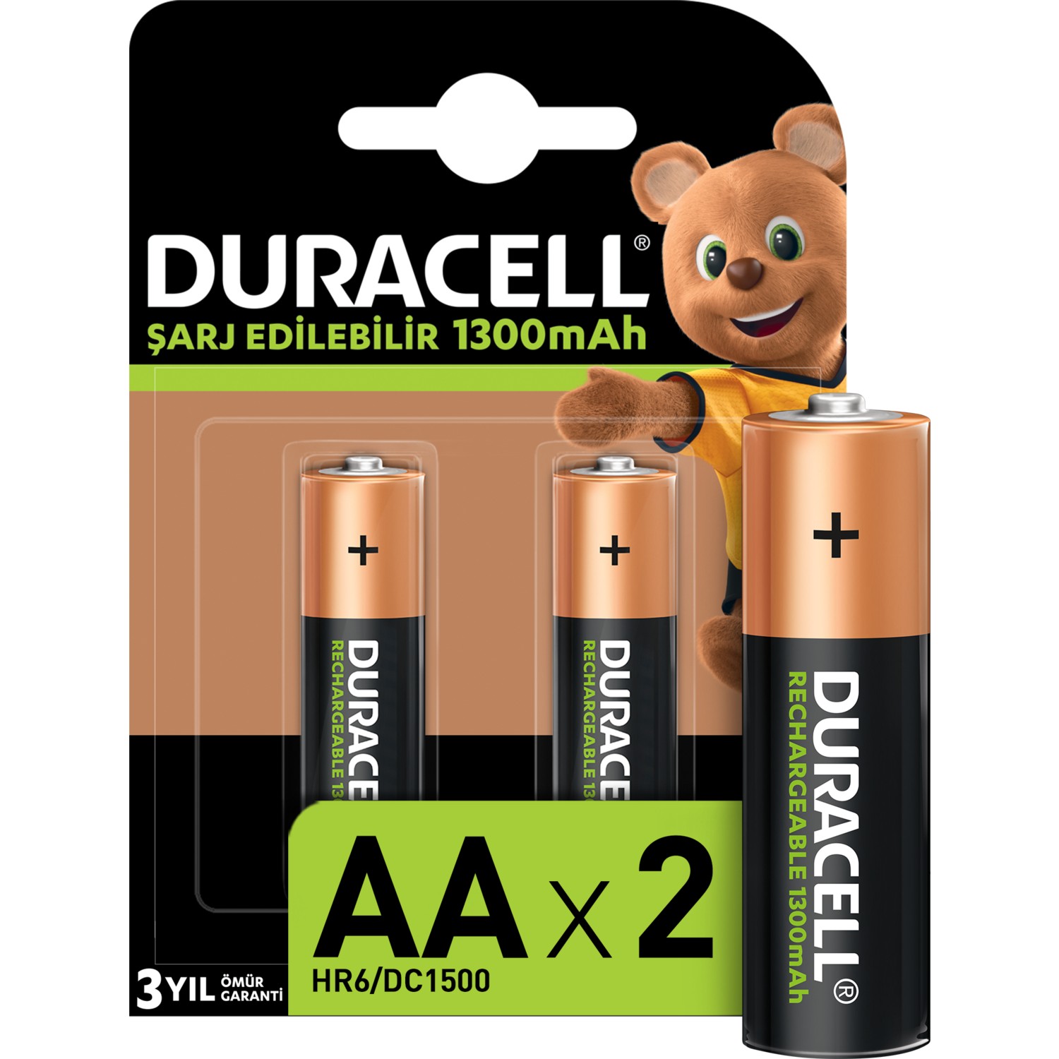Duracell 1.2V 1300 mAh AA Şarjlı Kalem Pil 2li