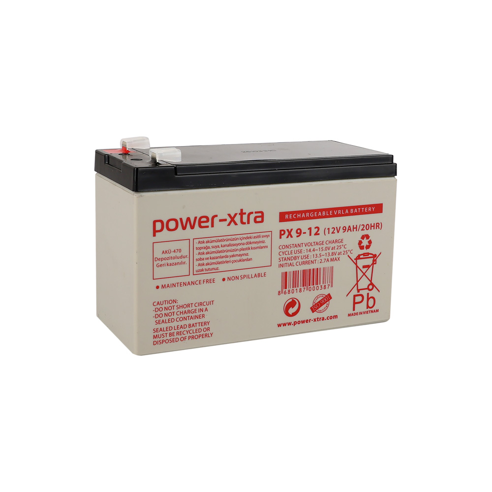 Power-Xtra PX9-12 - 12V 9 Ah Bakımsız Kuru Akü-F2