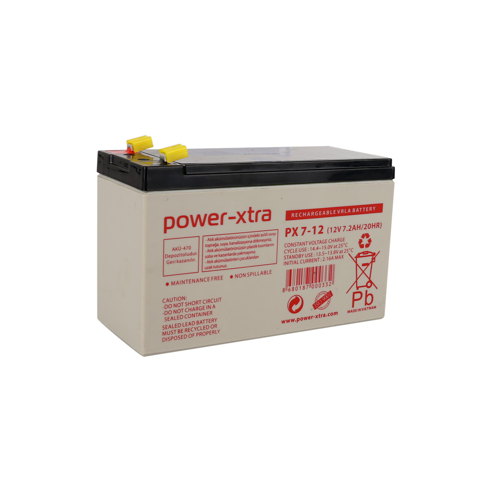 Power-Xtra PX7-12(28W) - 12V 7 Ah Bakımsız Kuru Akü - F1