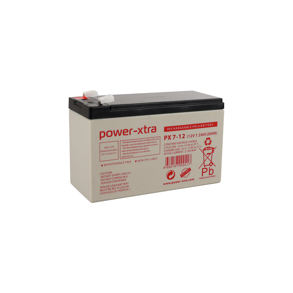 Power-Xtra PX7-12(28W) - 12V 7 Ah Bakımsız Kuru Akü - F2