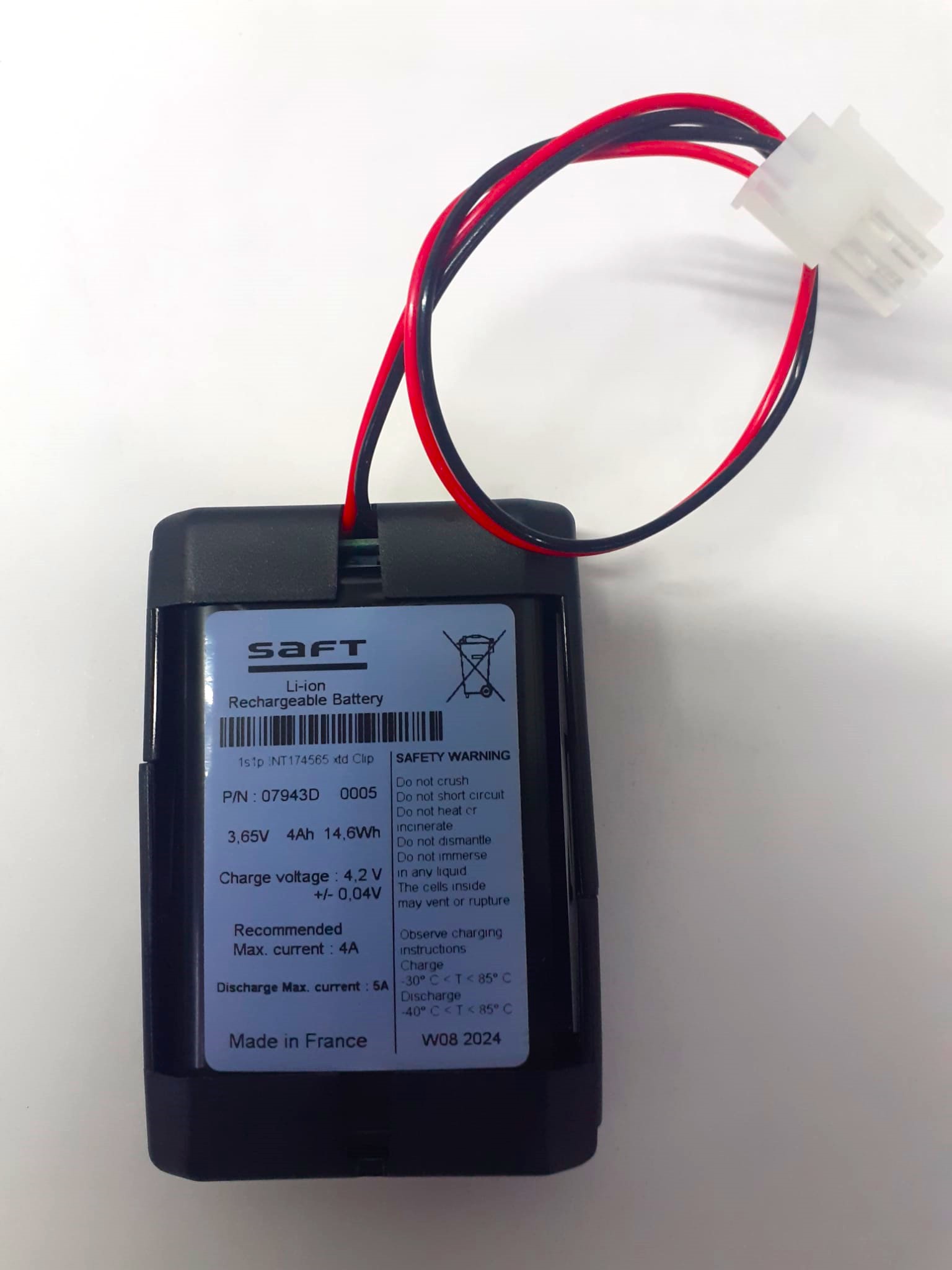 Saft 1S1P - INT174565-XTD Clip System - Koruma Devreli 4.0 Ah Li-ion Şarjlı Pil