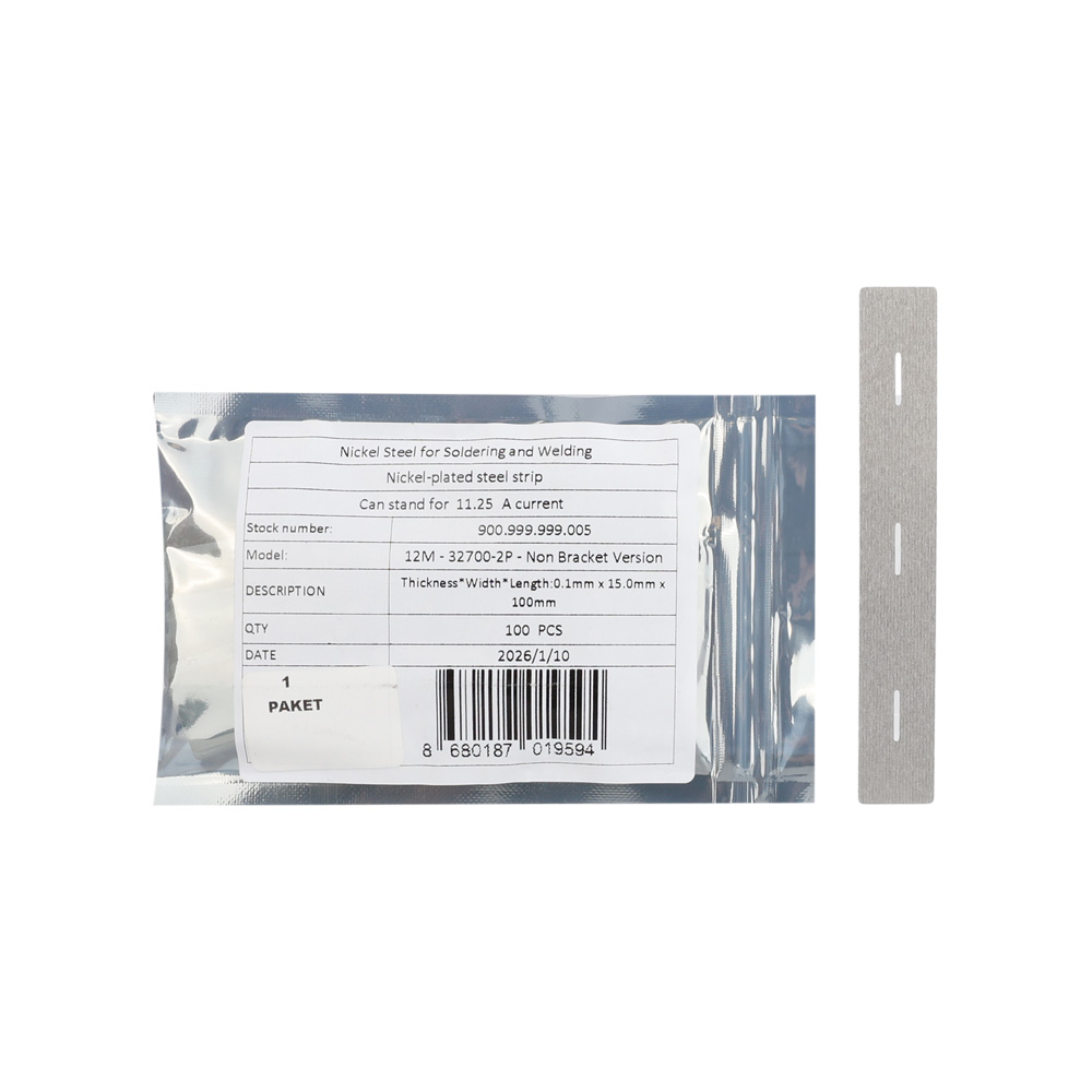 12M - 0.10mm x 15.0mm x 100mm - 32700-2P - Non Bracket Version - Nikel Metal - 10 cm Kesilmiş - 100lü Paket - 10 Metre