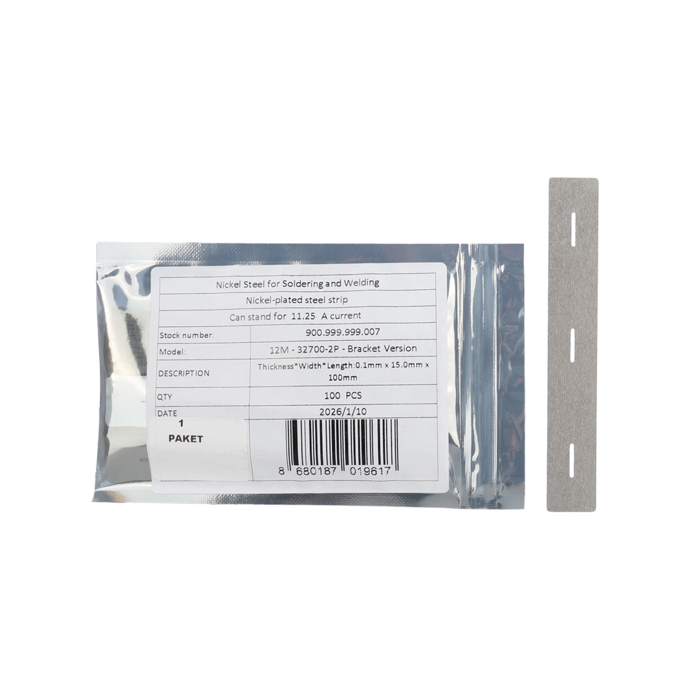 12M - 0.10mm x 15.0mm x 100mm - 32700-2P - Bracket Version - Nikel Metal - 10 cm Kesilmiş - 100lü Paket - 10 Metre