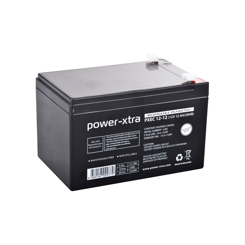 Power-Xtra EcoLead - PXEC12-12 - 12V 12 Ah Kuru Akü - F2