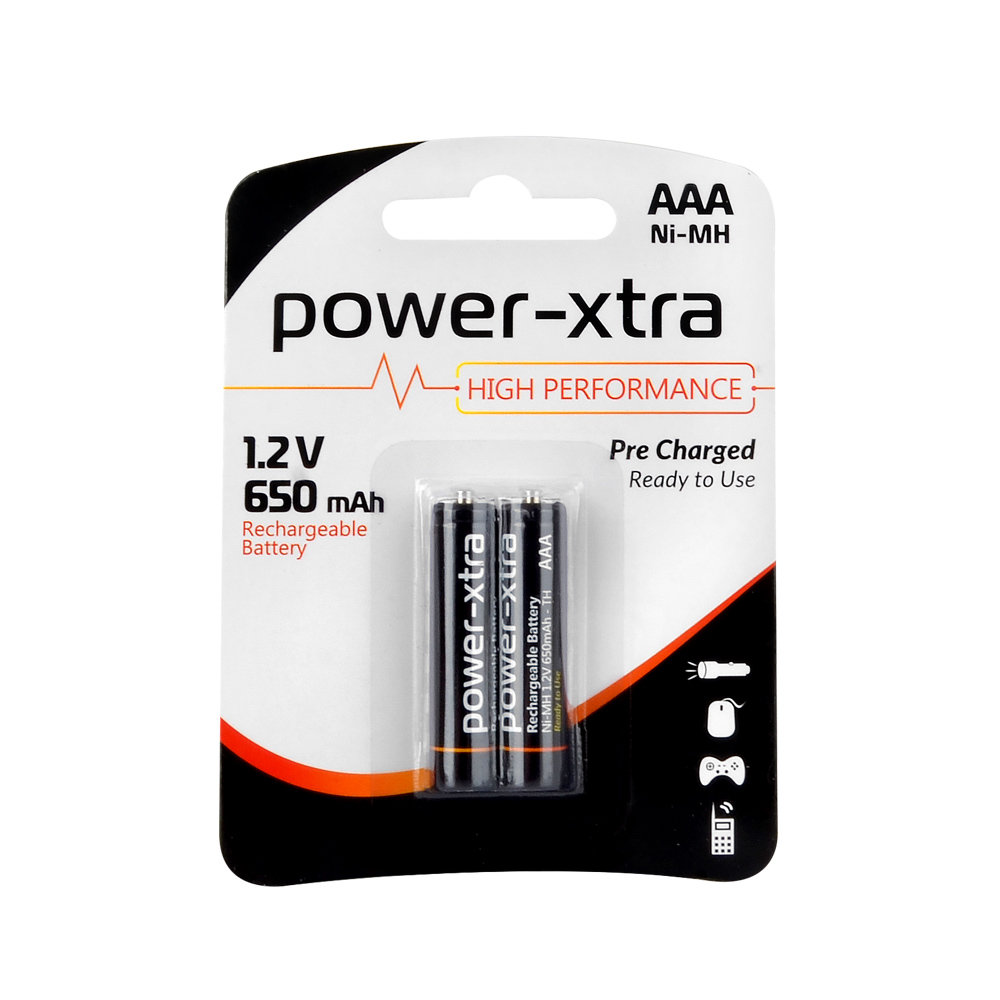 Power-Xtra 1.2V 650 mAh AAA Size Kullanıma Hazır Şarjlı Ni-Mh Pil - 2li Blister