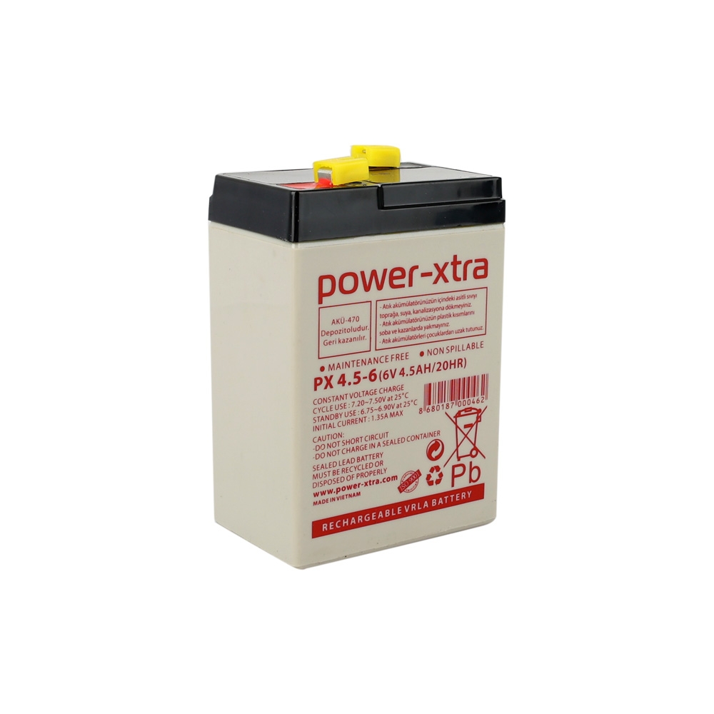 Power-Xtra PX4.5-6 - 6V 4.5 Ah Bakımsız Kuru Akü - F1