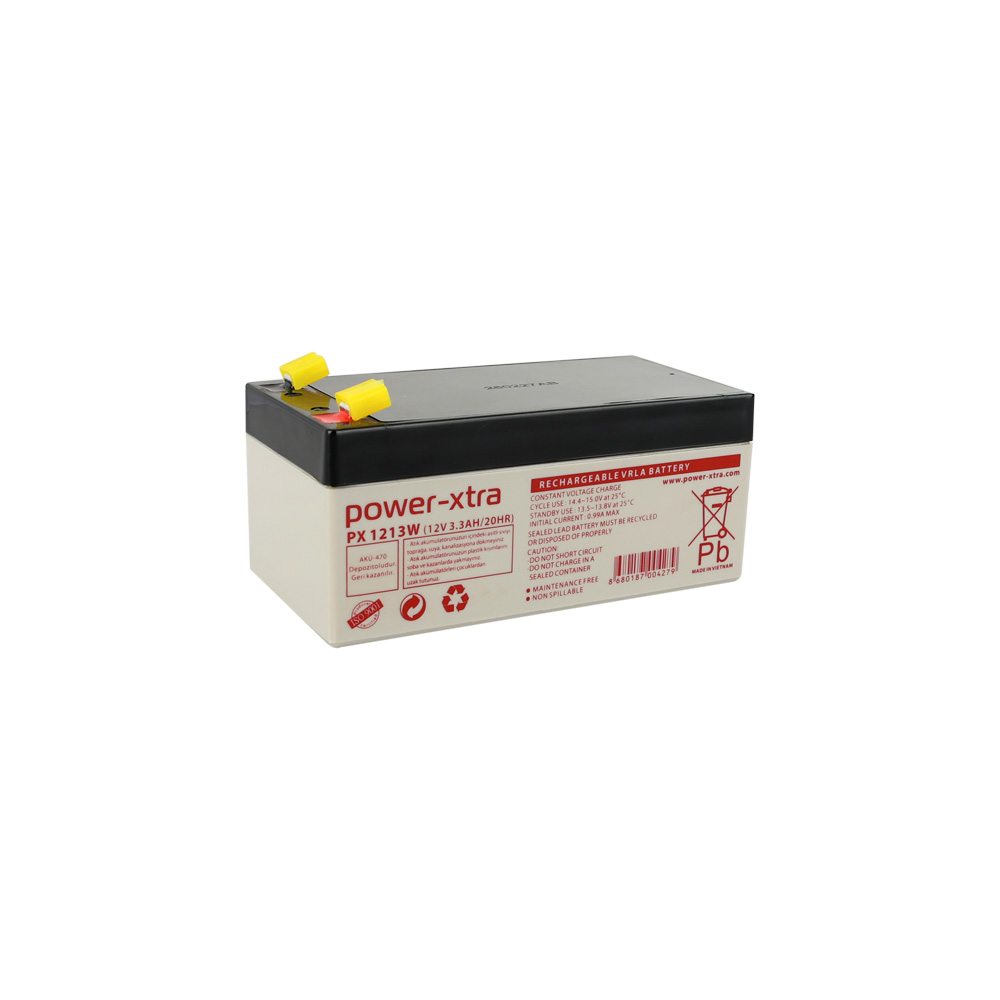 Power-Xtra PX1213W - 12V 3.3 Ah Bakımsız Kuru Akü -F1