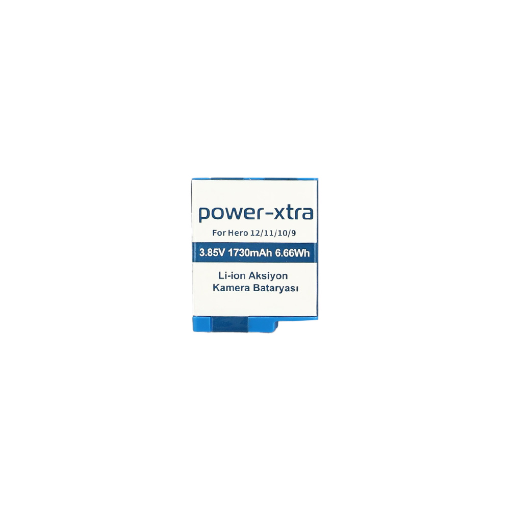 Power-Xtra - Hero 9/10/11/12 - 3.85V 1730 mAh Li-ion Aksiyon Kamera Bataryası