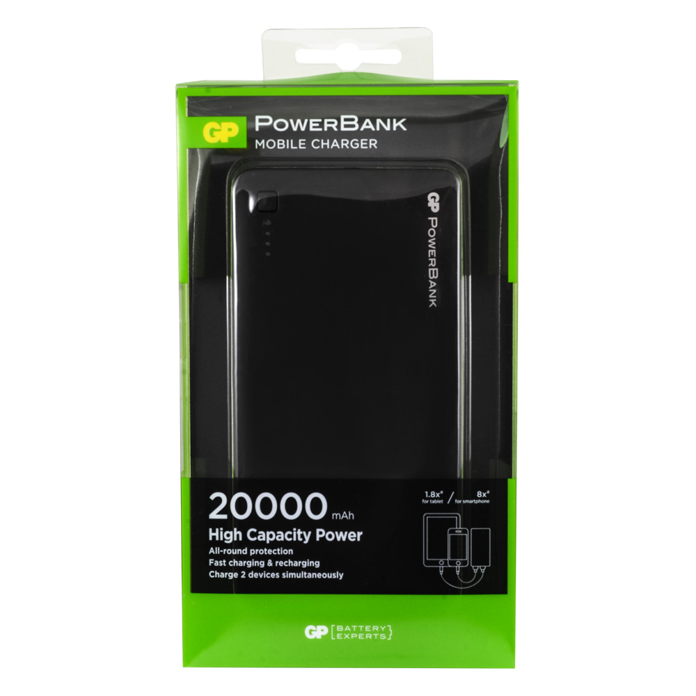 GP GP3C20ABE Powerbank Li-ion 20000 mAh Harici Batarya Siyah