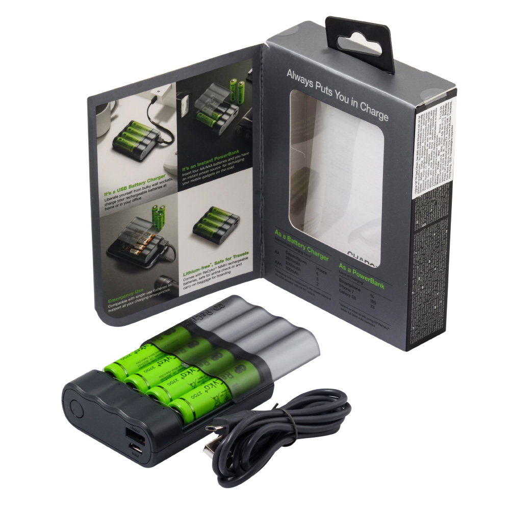 GP X411 4x2700 AA Recyko Pilli USB Şarj Cihazı ve Powerbank