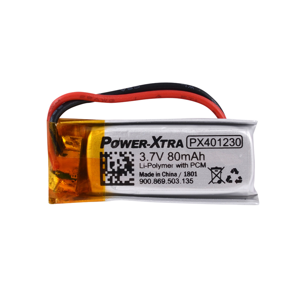 Power-Xtra PX401230 - 3.7V 80 mAh Li-Polymer Pil - Devreli-Soketli 