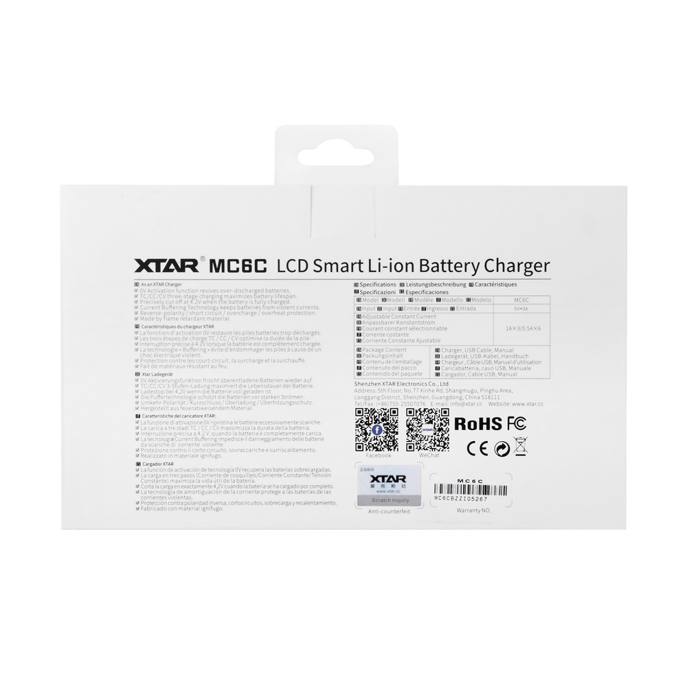 Xtar MC6C - Li-ion Pil USB Şarj Cihazı - 6lı