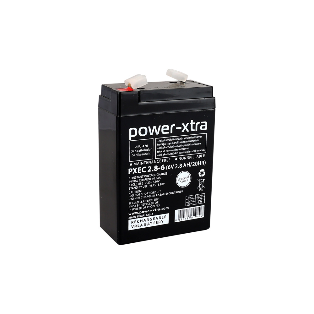 Power-Xtra EcoLead - PXEC2.8-6 - 6V 2.8 Ah Kuru Akü F1