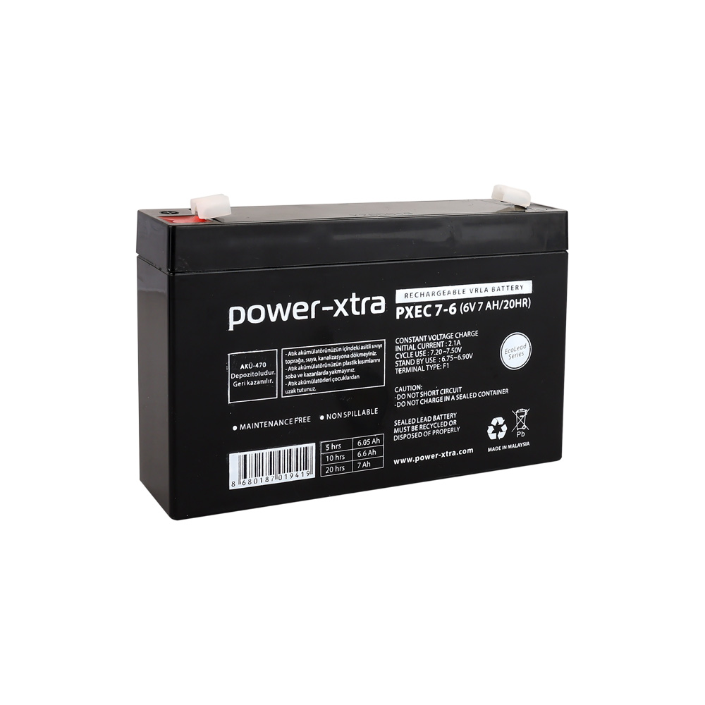 Power-Xtra EcoLead - PXEC7-6 - 6V 7 Ah Kuru Akü F1