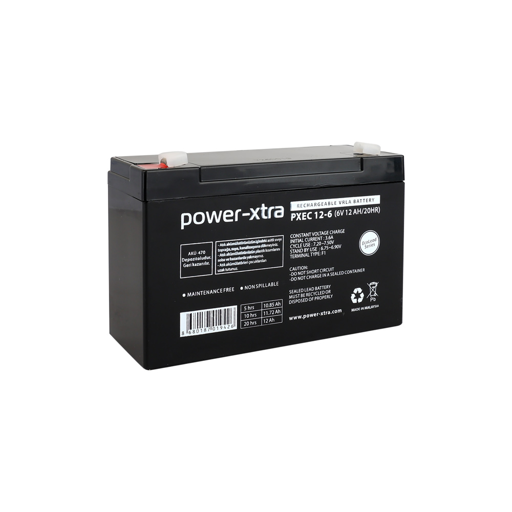 Power-Xtra EcoLead - PXEC12-6 - 6V 12 Ah Kuru Akü F1