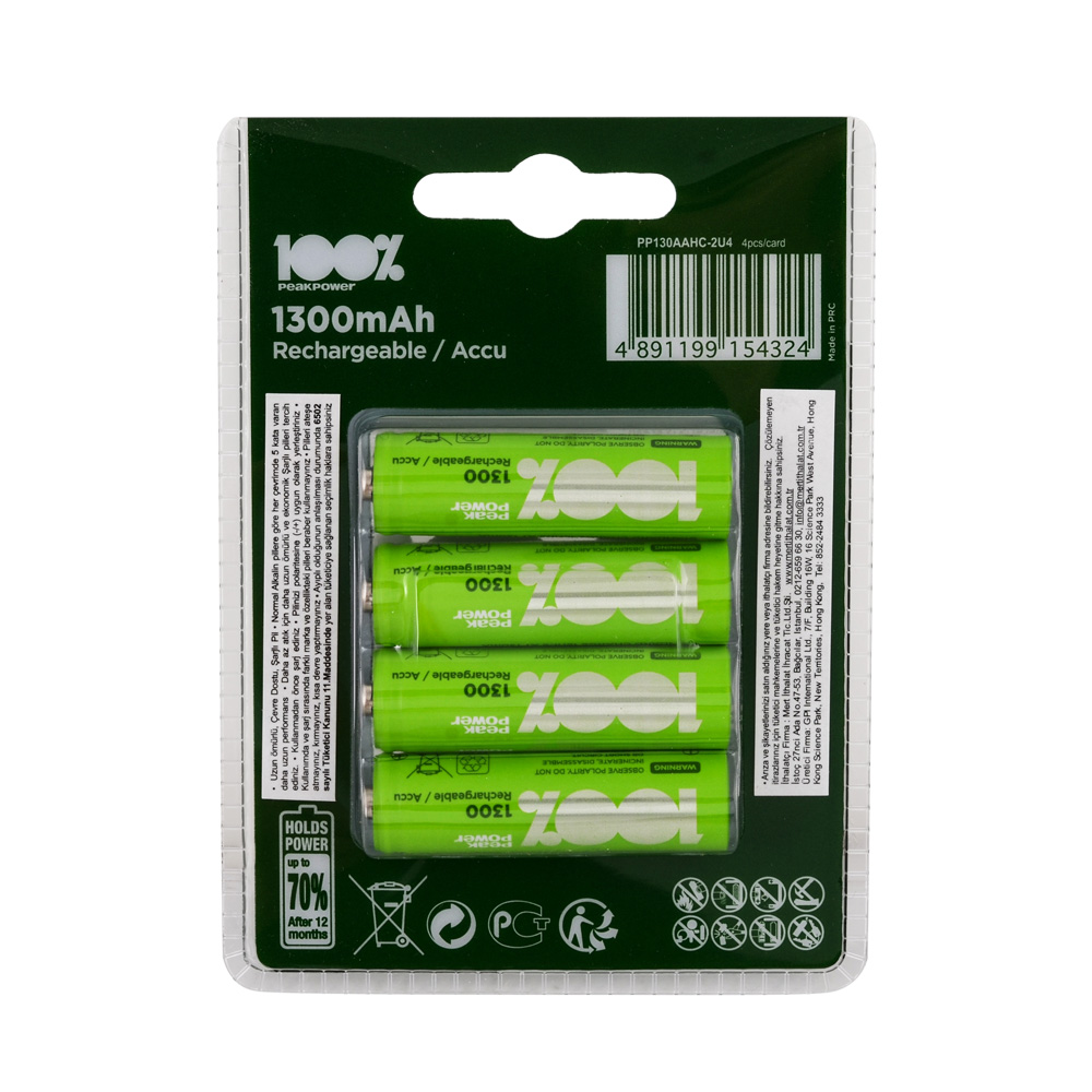 Peak Power 1300 mAh AA Kalem Pil 4lü 