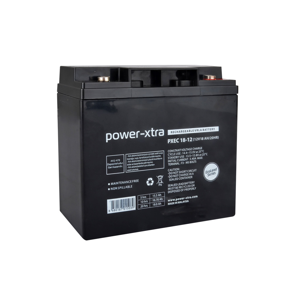 Power-Xtra EcoLead - PXEC18-12 - 12V 18 Ah Kuru Akü - F3 - (M5 Bolts)