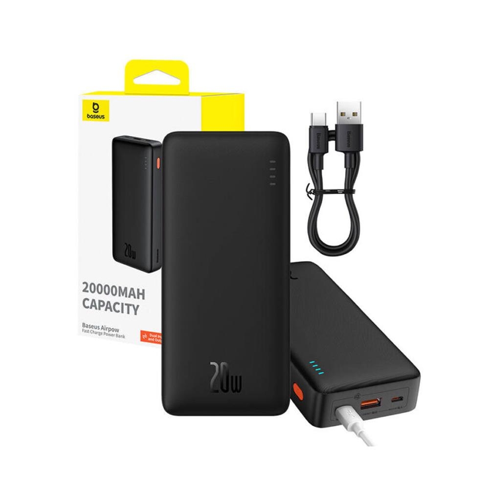 BASEUS Airpow Hızlı Şarj Powerbank 20.000 mAh ( 20W - 2 Port ) - Siyah