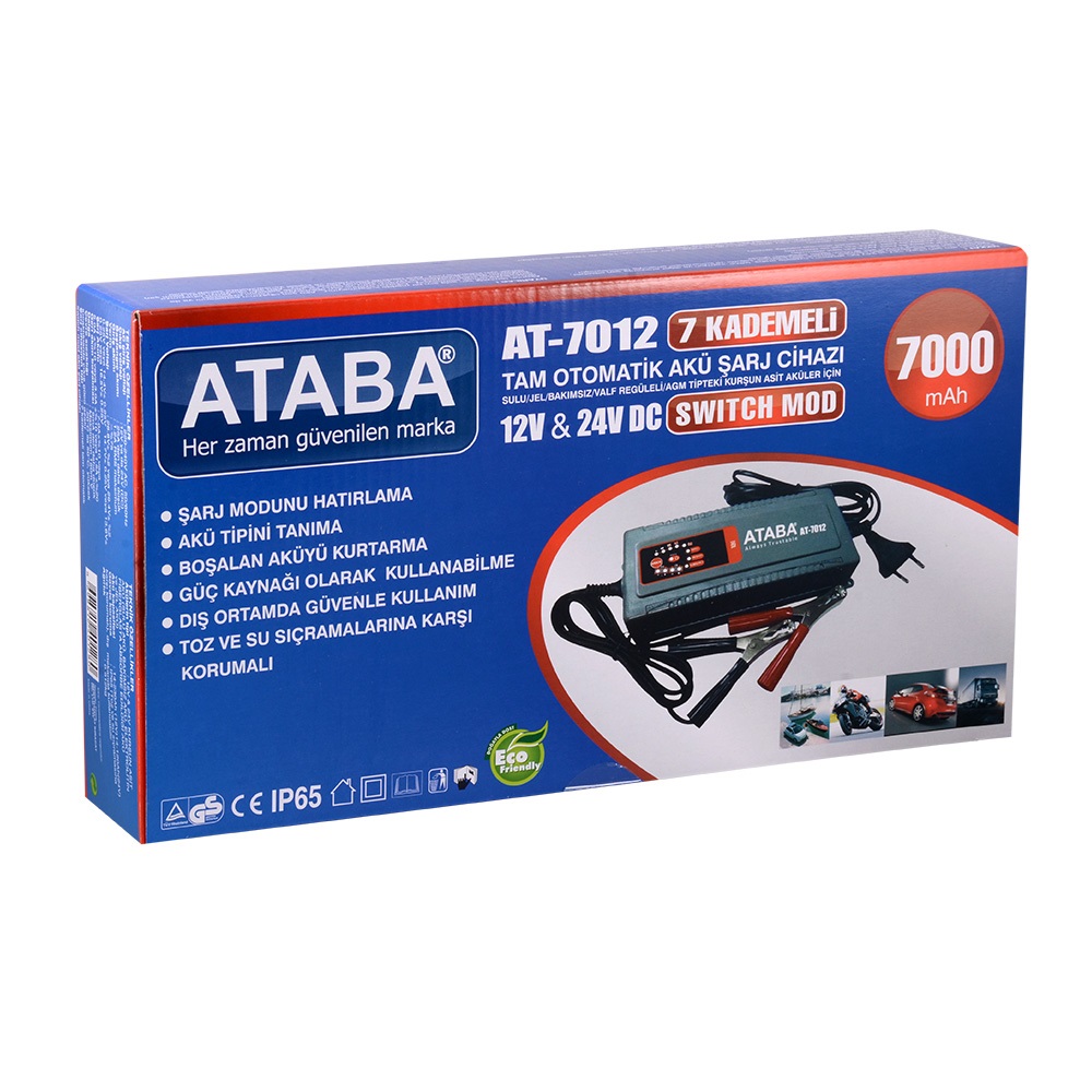 Ataba AT-7012 12-24V 7000 mAh Switch Mode Akü Şarj Cihazı