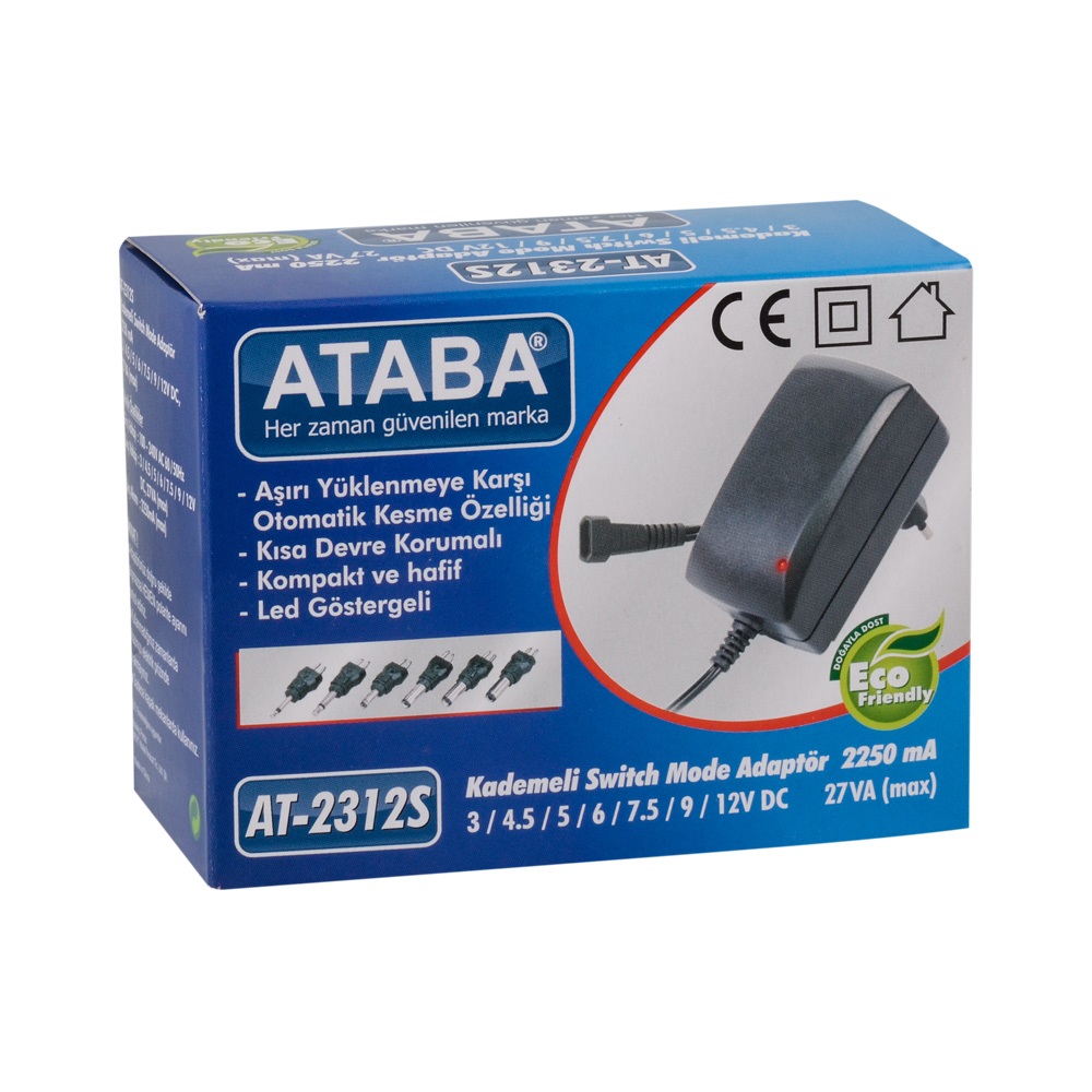 Ataba AT-2312S 3V-12V 2000Mah Switch Mode Adaptör 6 Jacklı