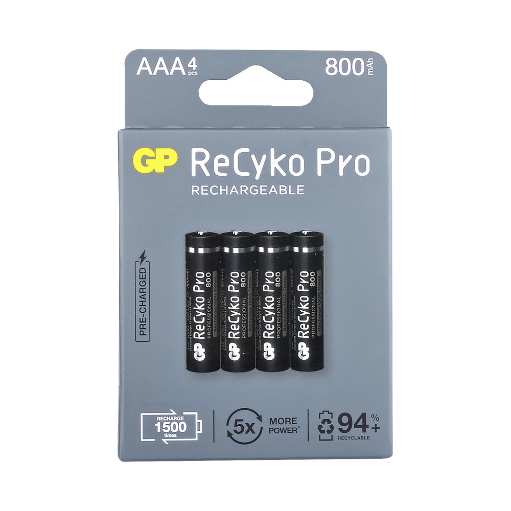 GP Recyko Profesyonel AAA 800 mAh İnce Kalem Pil 4lü