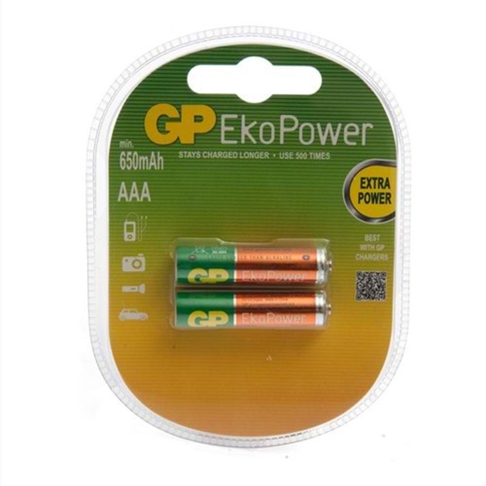 GP 650 mAh AAA Ni-Mh İnce Kalem Pil 2li Blister (İ)