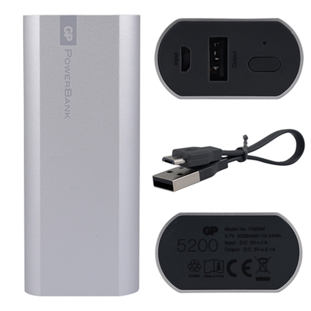 GP GPFN05MSE-2B1 Powerbank Li-ion 5200 mAh Harici Batarya Gümüş