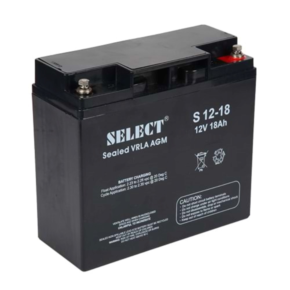 Select 12V 18 Ah Bakımsız Kuru Akü