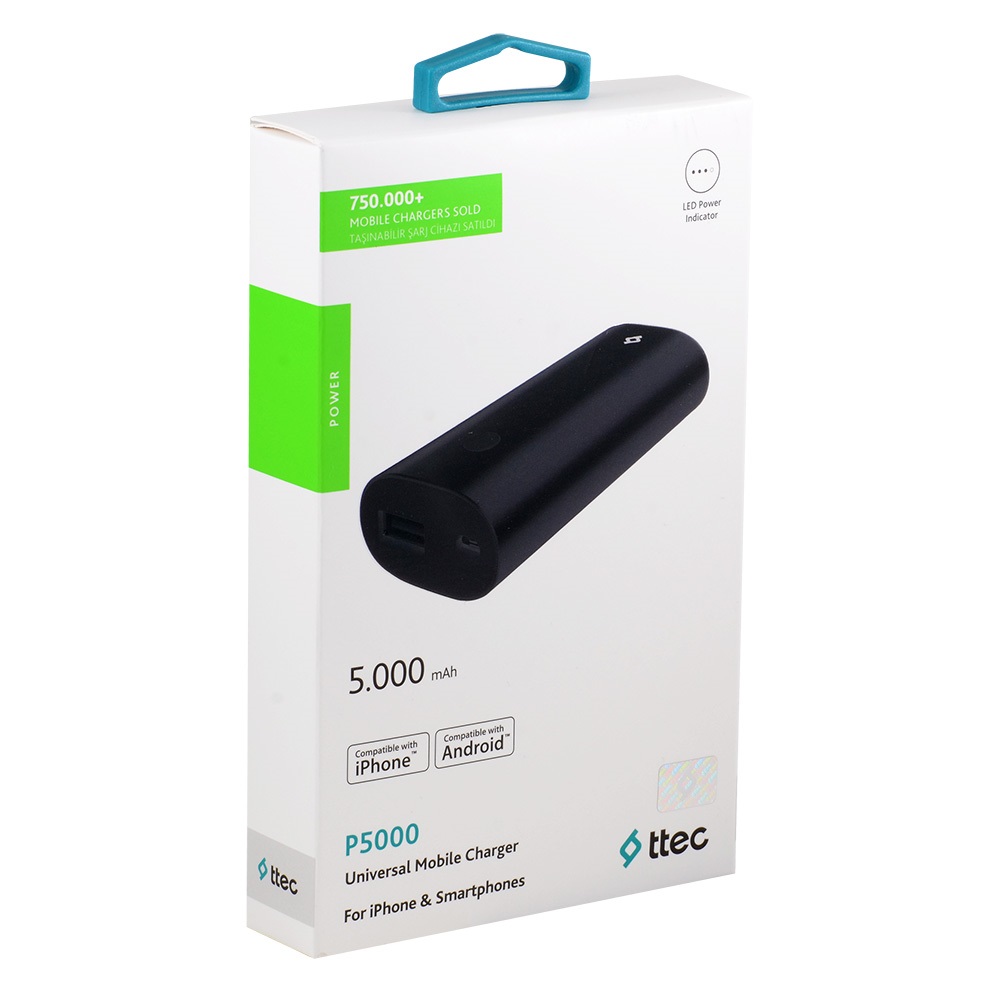 TTEC P5000 5000 mAh Taşınabilir Şarj Cihazı 2BB124S Siyah