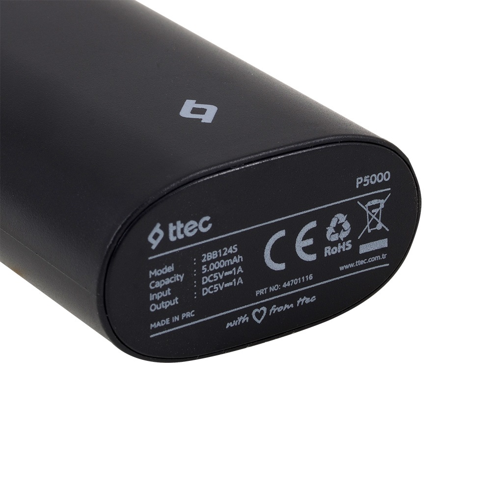 TTEC P5000 5000 mAh Taşınabilir Şarj Cihazı 2BB124S Siyah