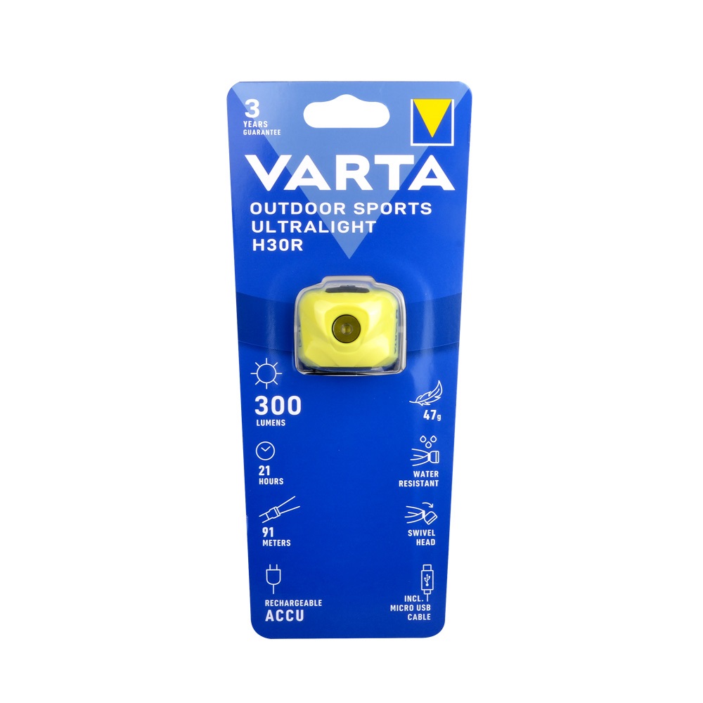 Varta 18631201401 Outdoor Sports Ultralight H30R Sarı Şarjlı Kafa Feneri