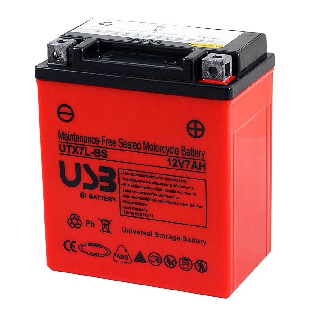 USB UTX7L-BS 12V 7 Ah Motorsiklet Aküsü