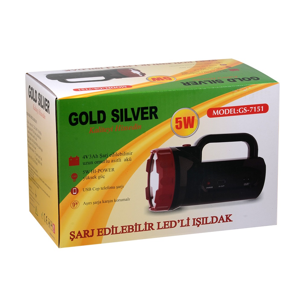 Gold Silver GS-7151 Şarj Edilebilir Ledli Işıldak