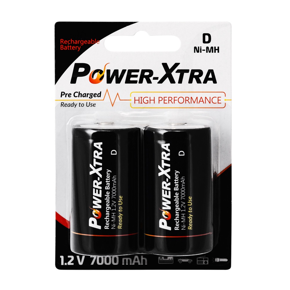 Power-Xtra 1.2V 7000 Mah D Size Kullanıma Hazır Şarjlı Pil - 2li Blister