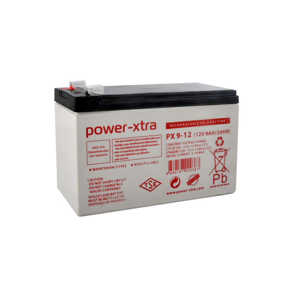 Power-Xtra PX9-12 - 12V 9 Ah Bakımsız Kuru Akü-F2